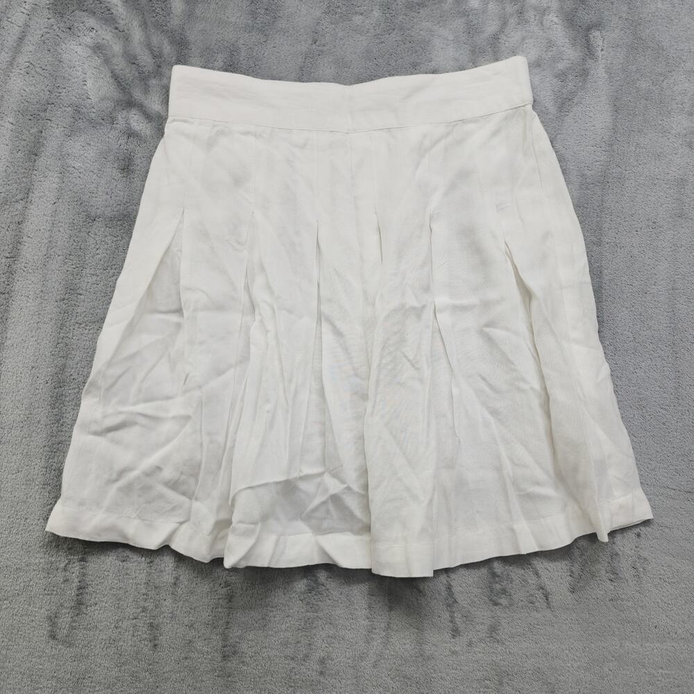 NEW Sim & Sam Skirt Size M White Pleated Mini Tennis Rayon Cotton Preppy Lined
